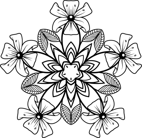 Black And White Floral Design Coloring Page